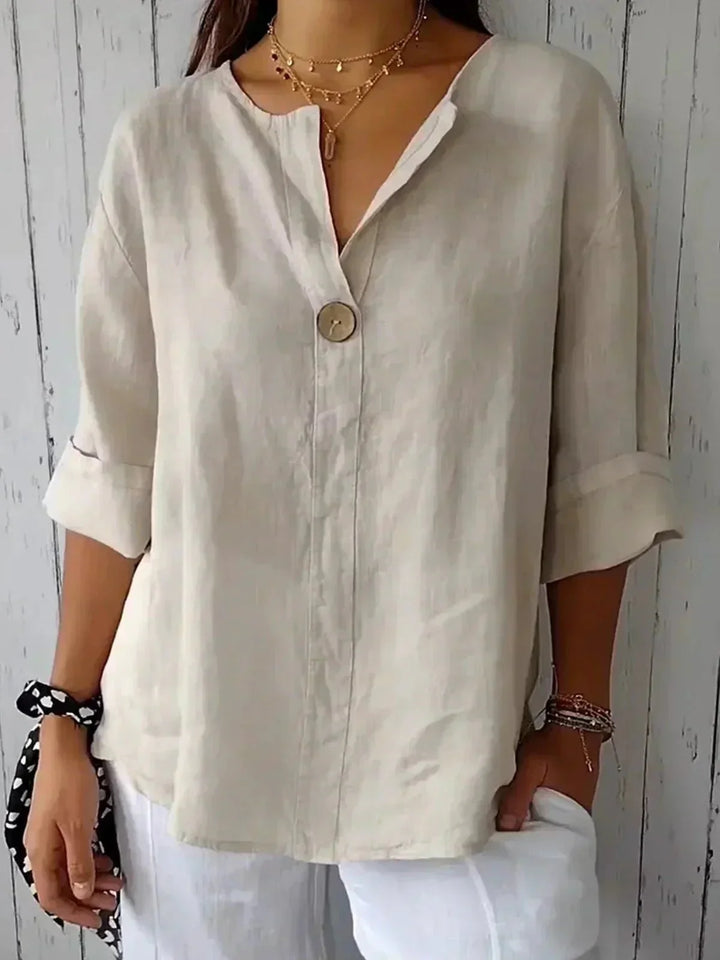 Elowen | Linen V-Neck Casual Blouse