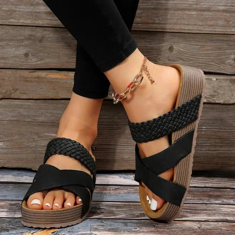 Maribelle | Woven Strap Slide Sandals