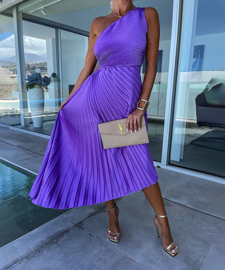 Aurelia | One-Shoulder Pleated Midi Dress