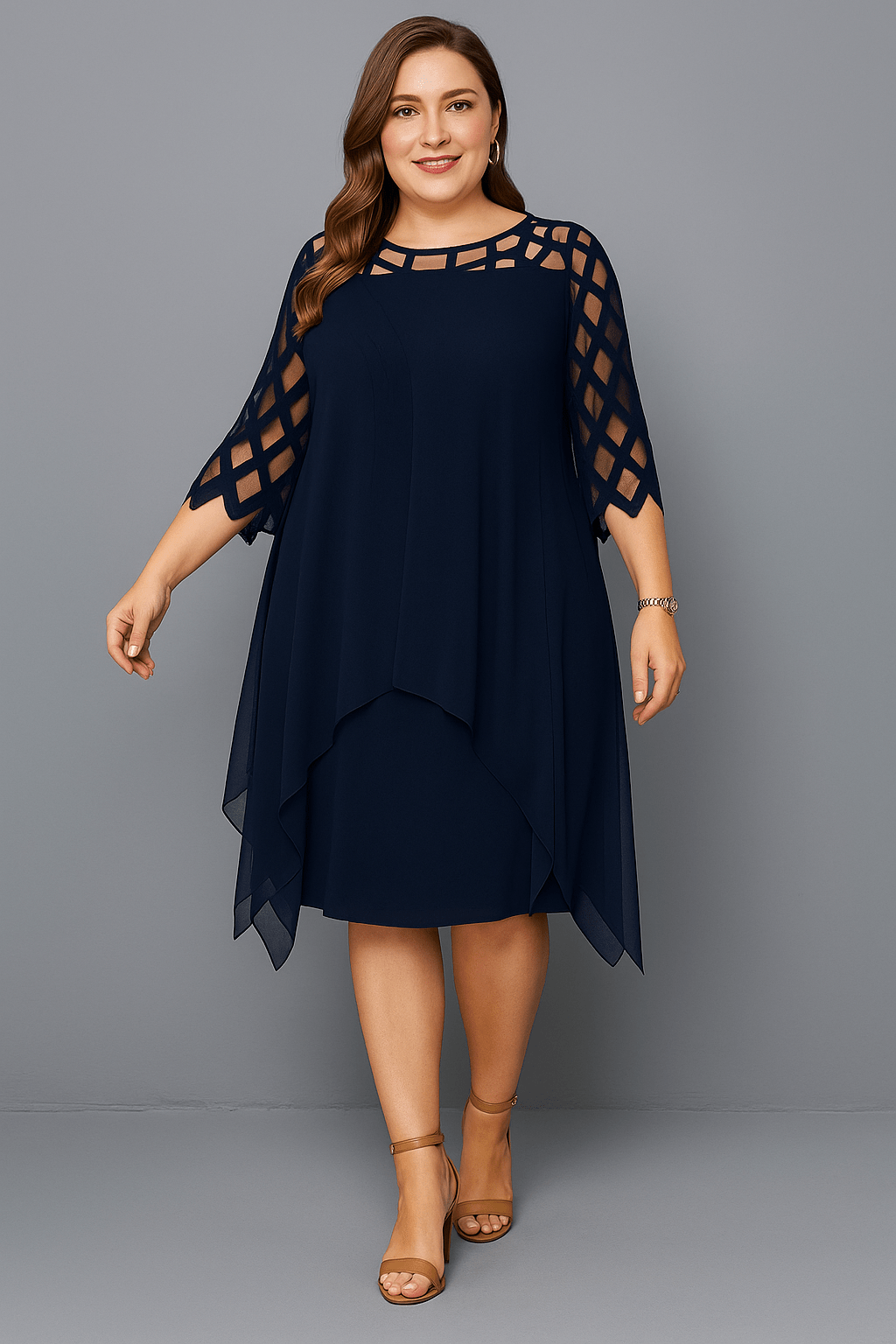 Hazel | Elegant Lace Sleeve Tummy Covering Dress