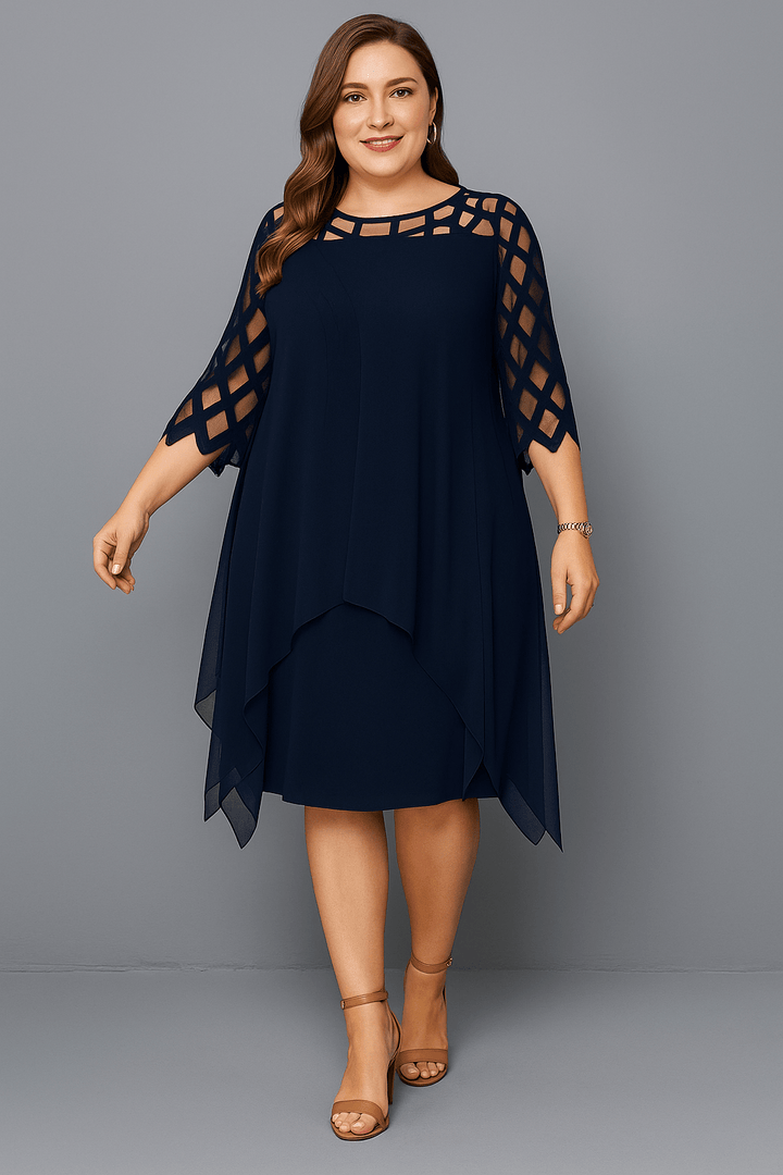 Hazel | Elegant Lace Sleeve Tummy Covering Dress