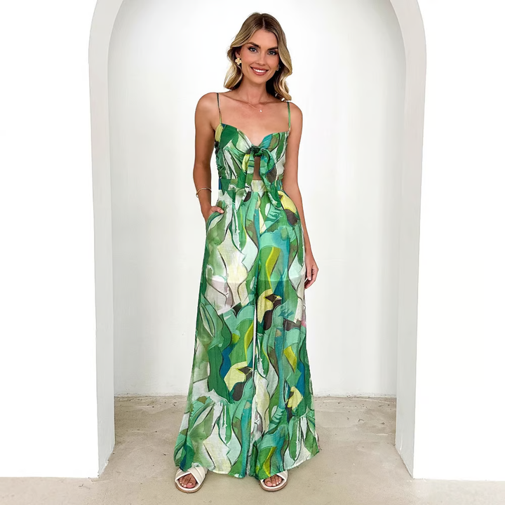 Zayla | Tropical Tie-Front Maxi Dress