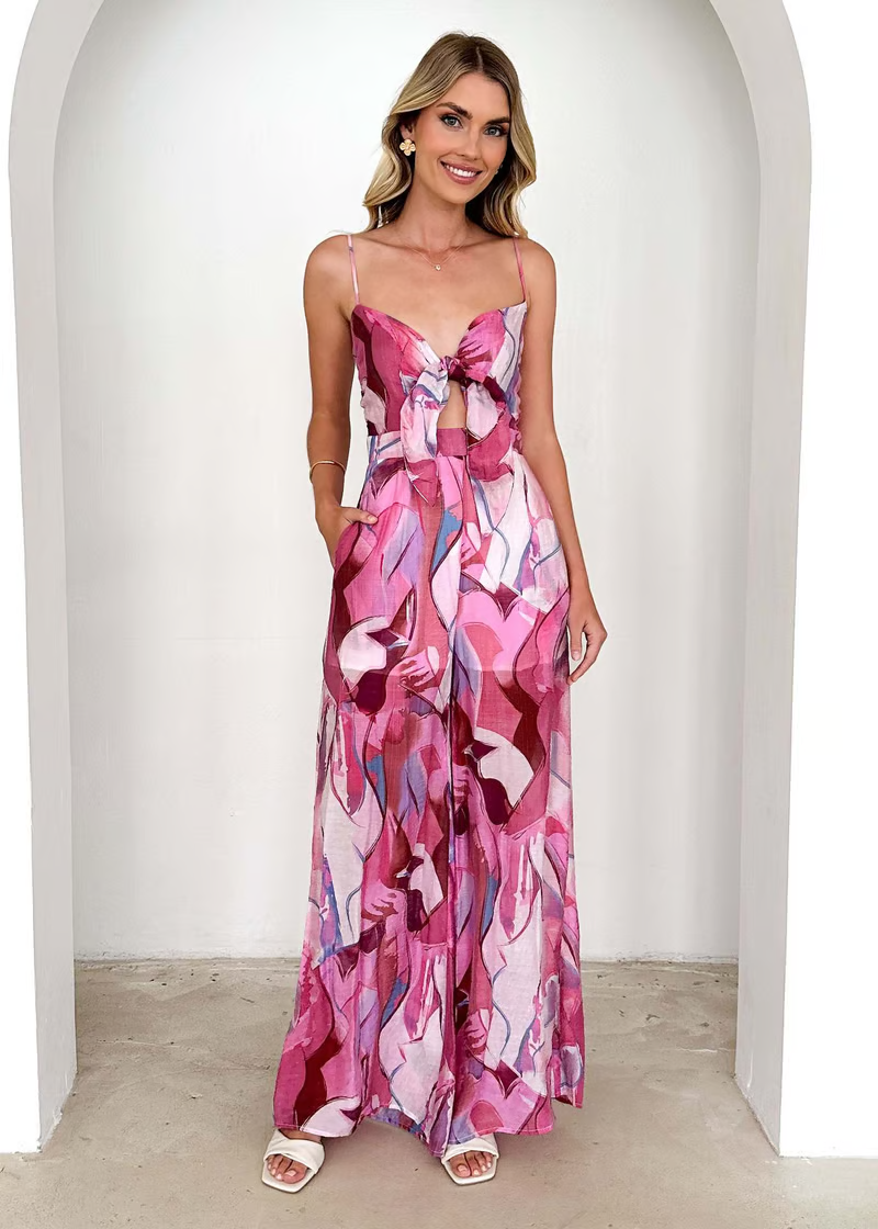 Zayla | Tropical Tie-Front Maxi Dress