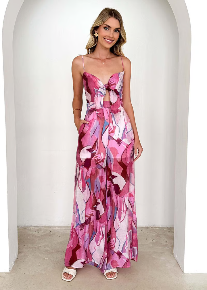 Zayla | Tropical Tie-Front Maxi Dress