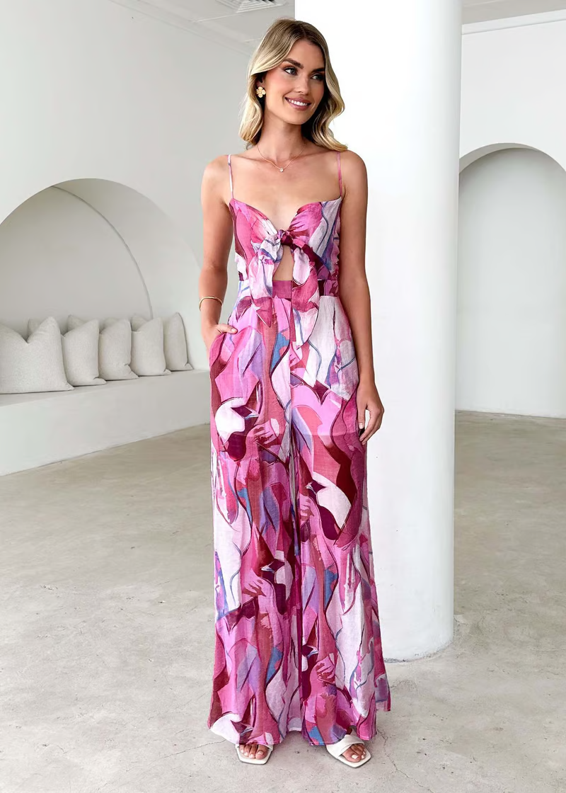 Zayla | Tropical Tie-Front Maxi Dress