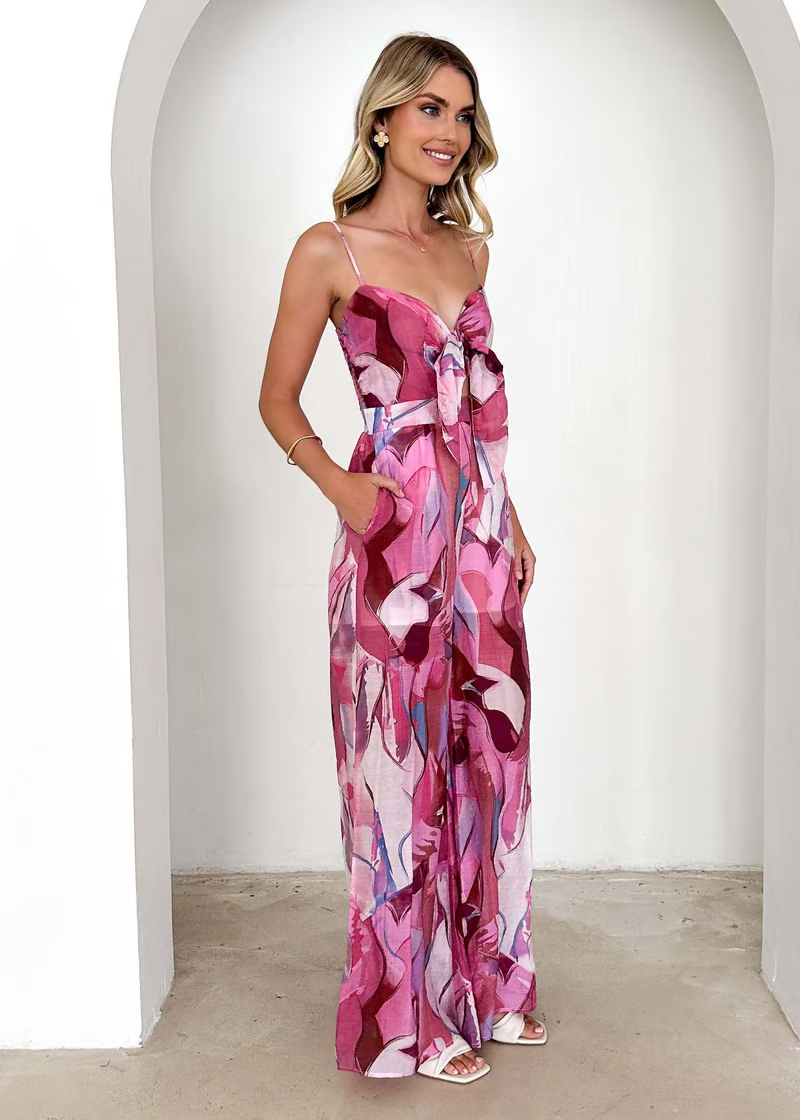 Zayla | Tropical Tie-Front Maxi Dress