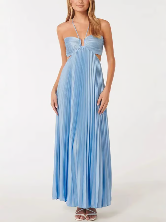 Selene | Pleated Cut-Out Maxi Dress