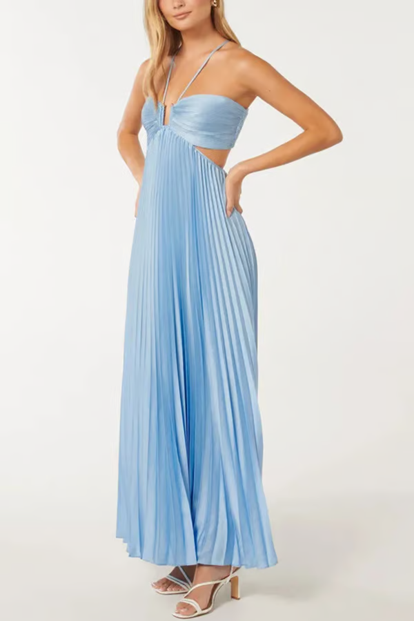 Selene | Pleated Cut-Out Maxi Dress
