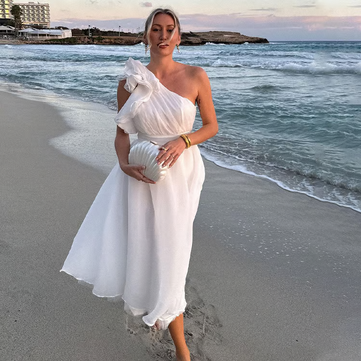 Isola | One-Shoulder Flowy Evening Dress