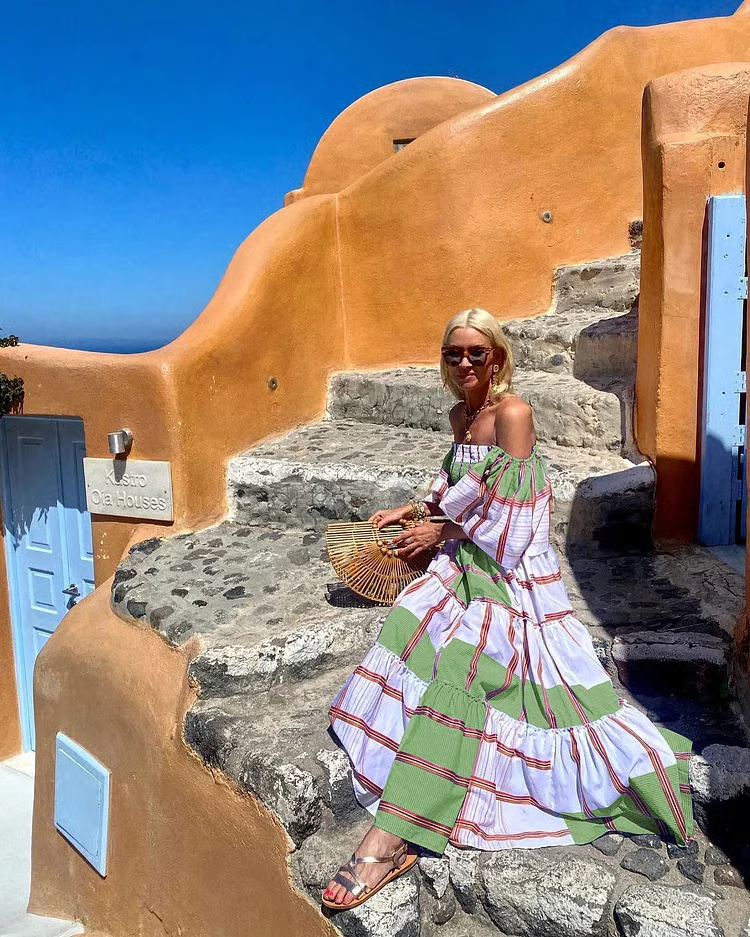 Liora | Off-Shoulder Striped Maxi Dress