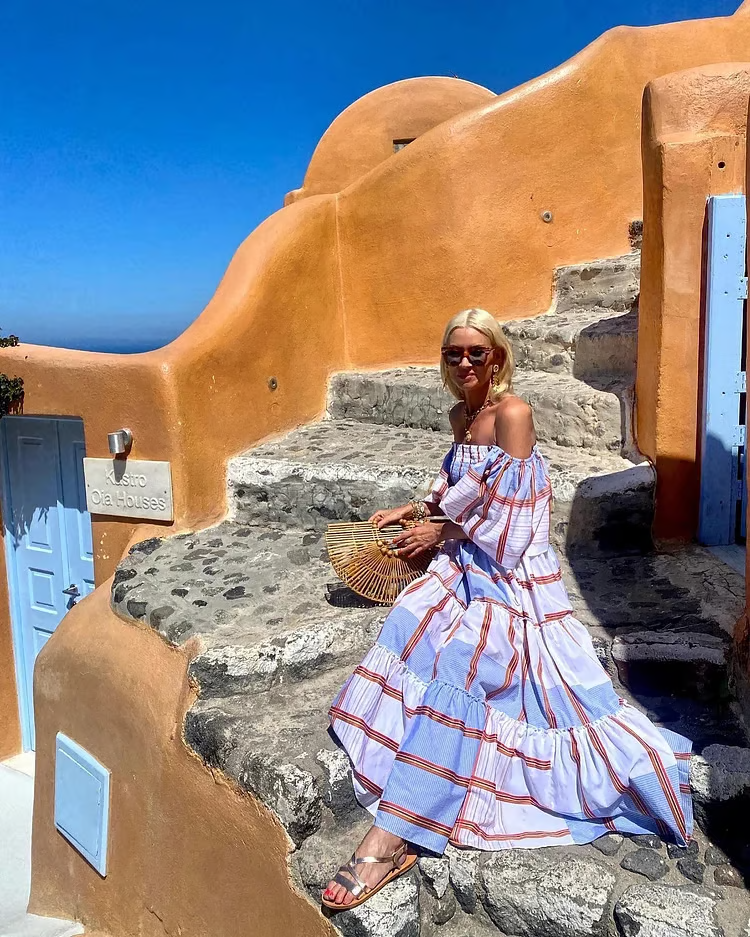 Liora | Off-Shoulder Striped Maxi Dress