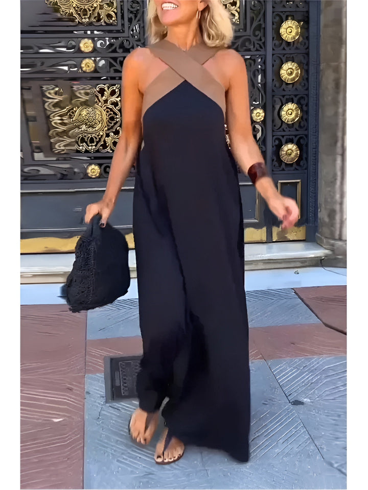 Elowen | Cross-Neck Flowing Maxi Dress