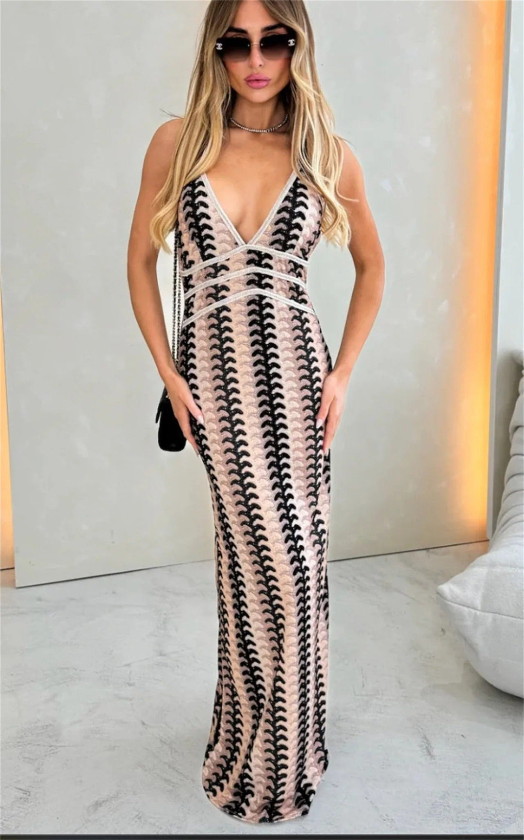 Soraya | Halter Neck Patterned Maxi Dress