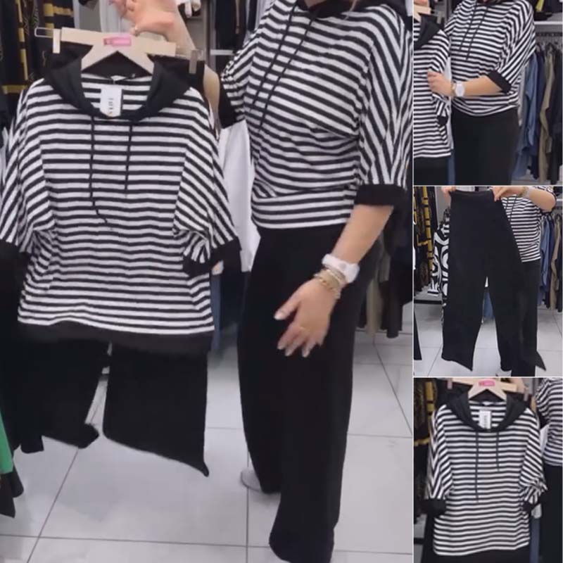 Marina | Striped Top & Solid Trousers Set