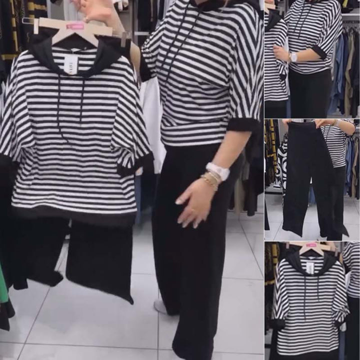 Marina | Striped Top & Solid Trousers Set