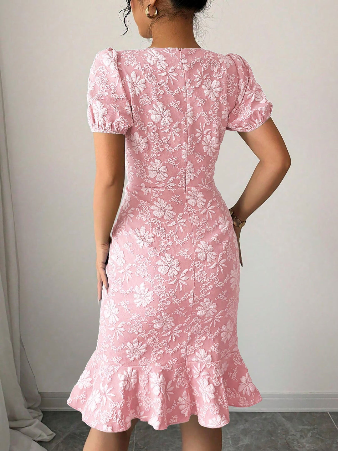 Elowen | Floral Texture Midi Dress