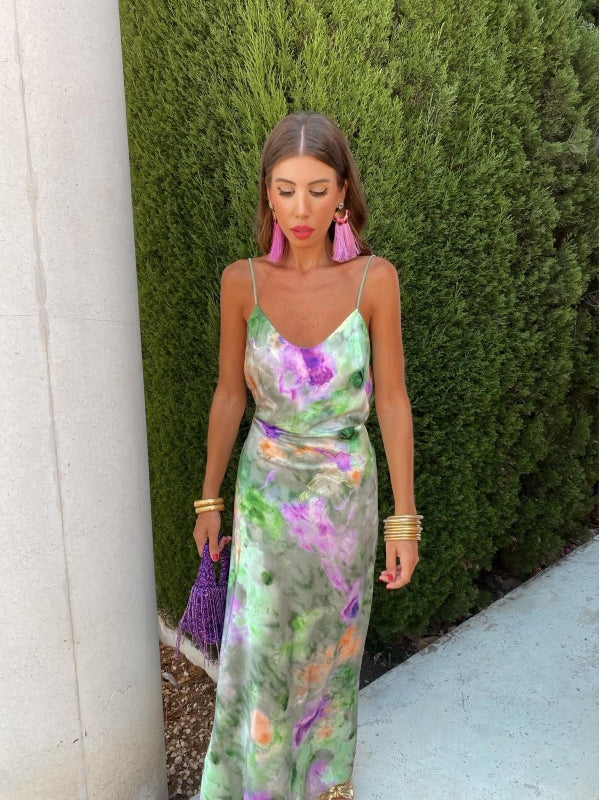 Liora | Elegant Tie-Dye Slip Dress