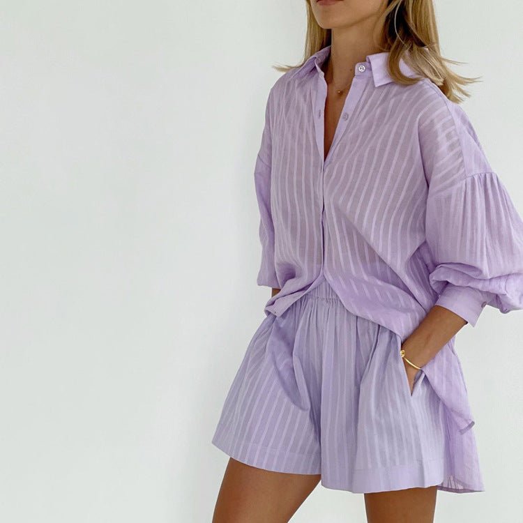 Lioren | Striped Button-Up Two-Piece Set